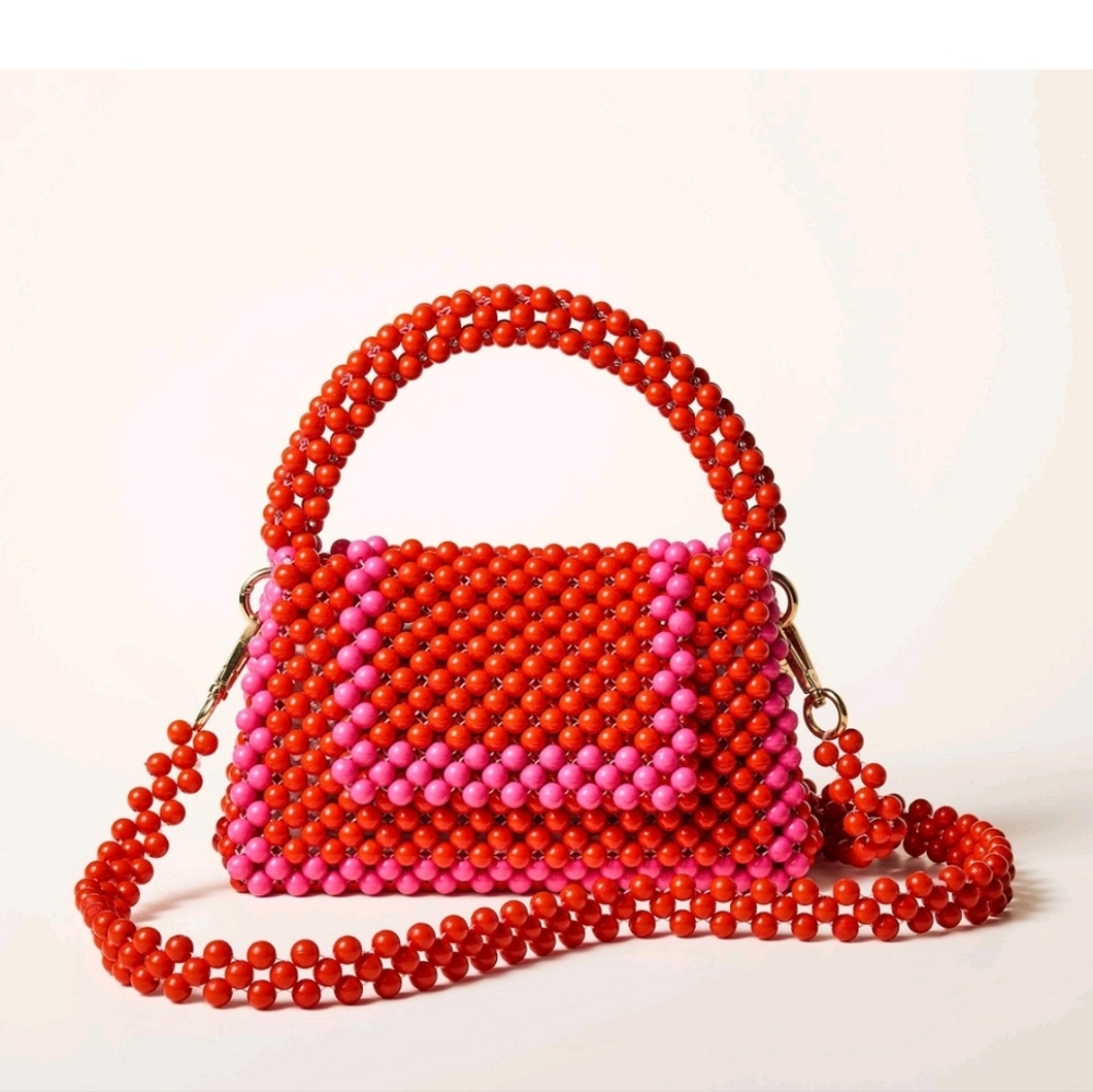 Kate Spade New York X Target Beaded Handbag Colorblock Red and Pink